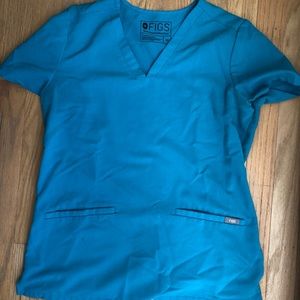 FIGS Teal Casma Three-Pocket Scrub Top (XS)